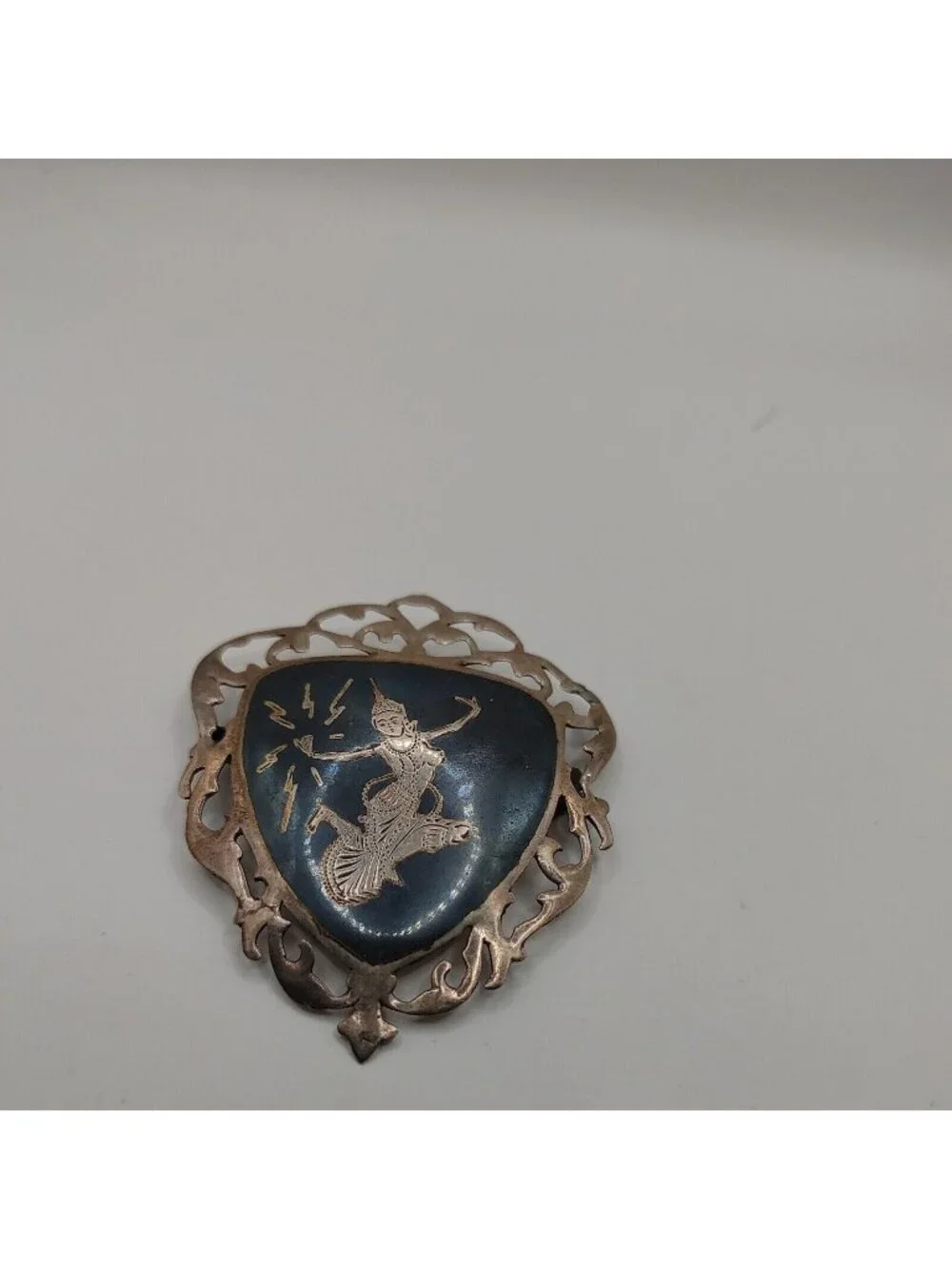 1930's brooch dancer Heart Open work Siam sterling Openwork